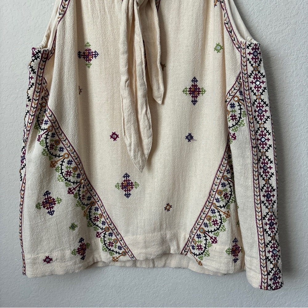 Free People Boho Embroidered Never Been Beige Mini Dress - Picture 12 of 14
